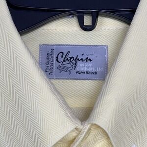 Chopin Custom Clothier Shirt Men Yellow Herringbone Vintage Palm Beach- see pics